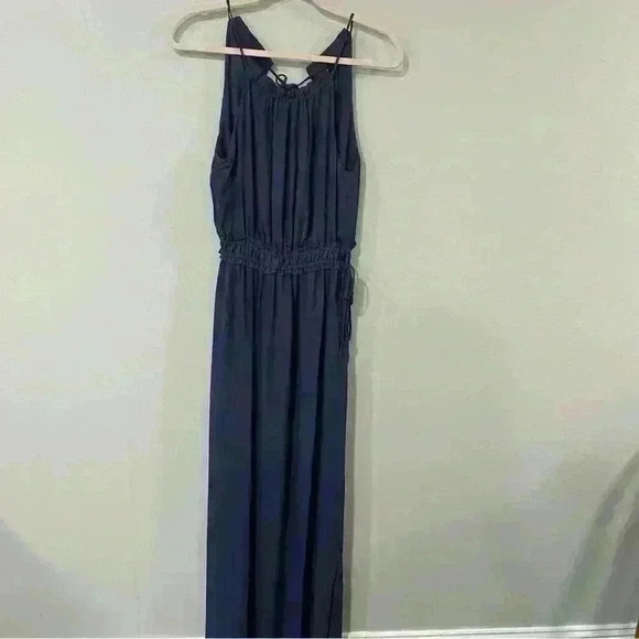 NWT Revolve Krisa Maxi Halter Sleeveless Side Slit Dusty Blue Dress Size Small - Picture 4 of 9